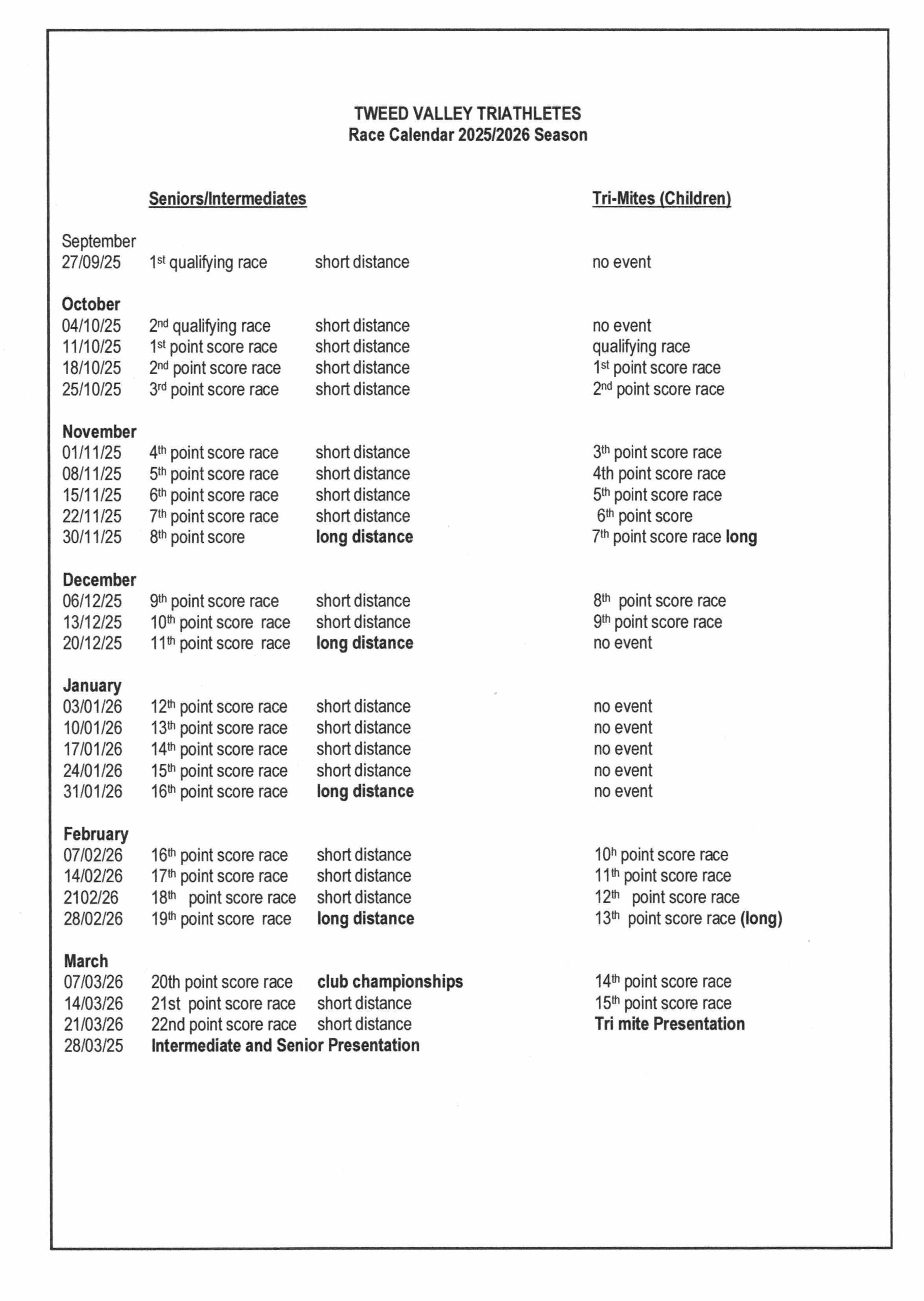2023 2024 TVT race calendar