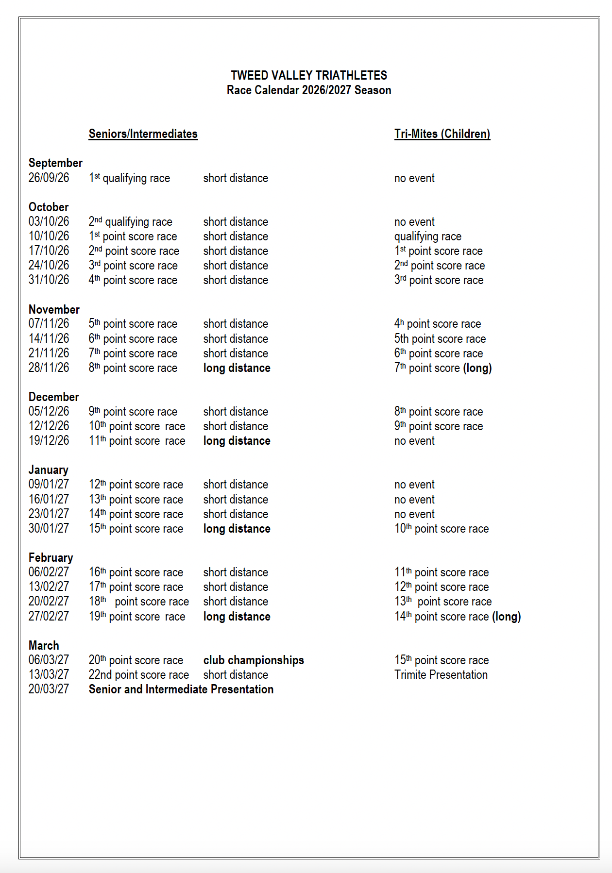 2023 2024 TVT race calendar